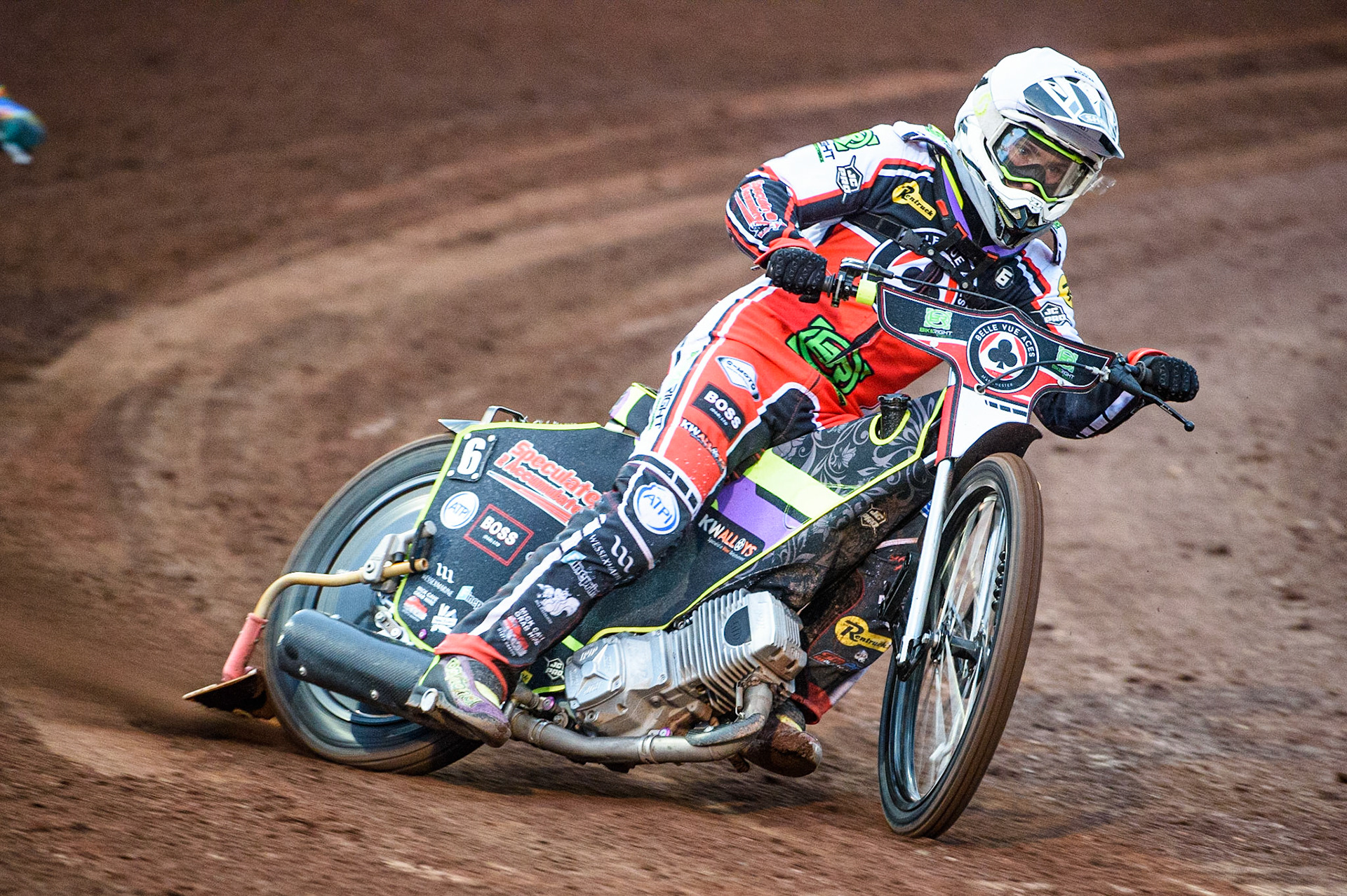 SHEFFIELD, UK. AUG 2NDTom Brennan  in action for Belle Vue BikeRight Aces  during the SGB Premiership match between Sheffield Tigers and Belle Vue Aces at Owlerton Stadium, Sheffield on Thursday 2nd September 2021. (Credit: Ian Charles | MI News)