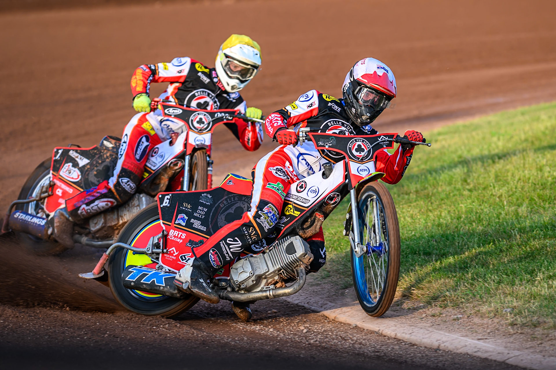 Belle Vue Aces' Tate Zischke picks up some drive exiting the turn during the Rowe Motor Oil Premiership match between Birmingham Brummies and Belle Vue Aces at Perry Bar Stadium, Birmingham on Monday 2nd June 2025. (Photo: Ian Charles | MI News)