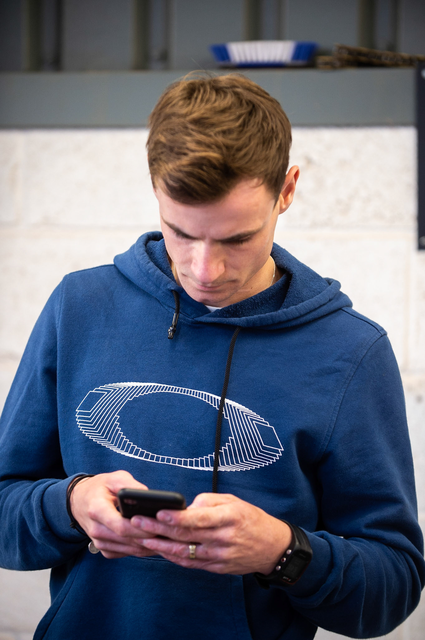 Photo by Ian Charles:

Steve Worrall  checks his phone

Belle Vue Aces v Peterborough Panthers, British Speedway Premiership, National Speedway Stadium, Manchester, Monday, 29, April, 2019