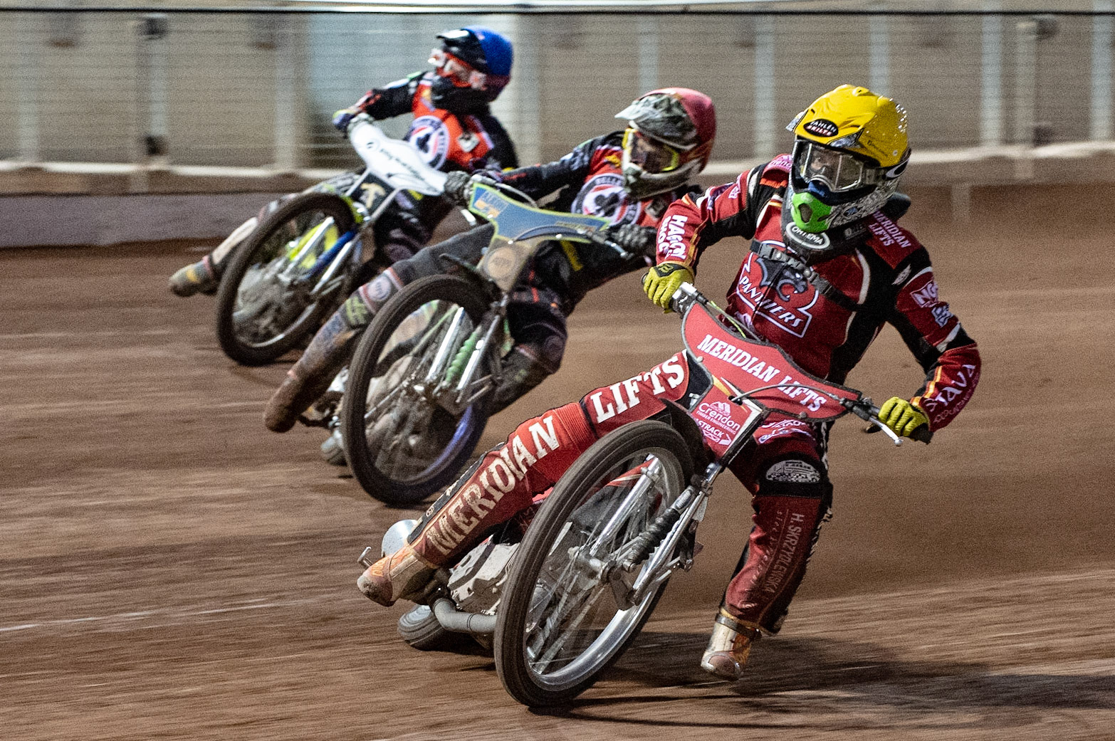 Photo by Ian Charles:

Hans Andersen (Yellow) inside Dan Bewley  (Red) and Kenneth Bjerre  (Blue)

Belle Vue Aces v Peterborough Panthers, British Speedway Premiership, National Speedway Stadium, Manchester, Monday, 29, April, 2019