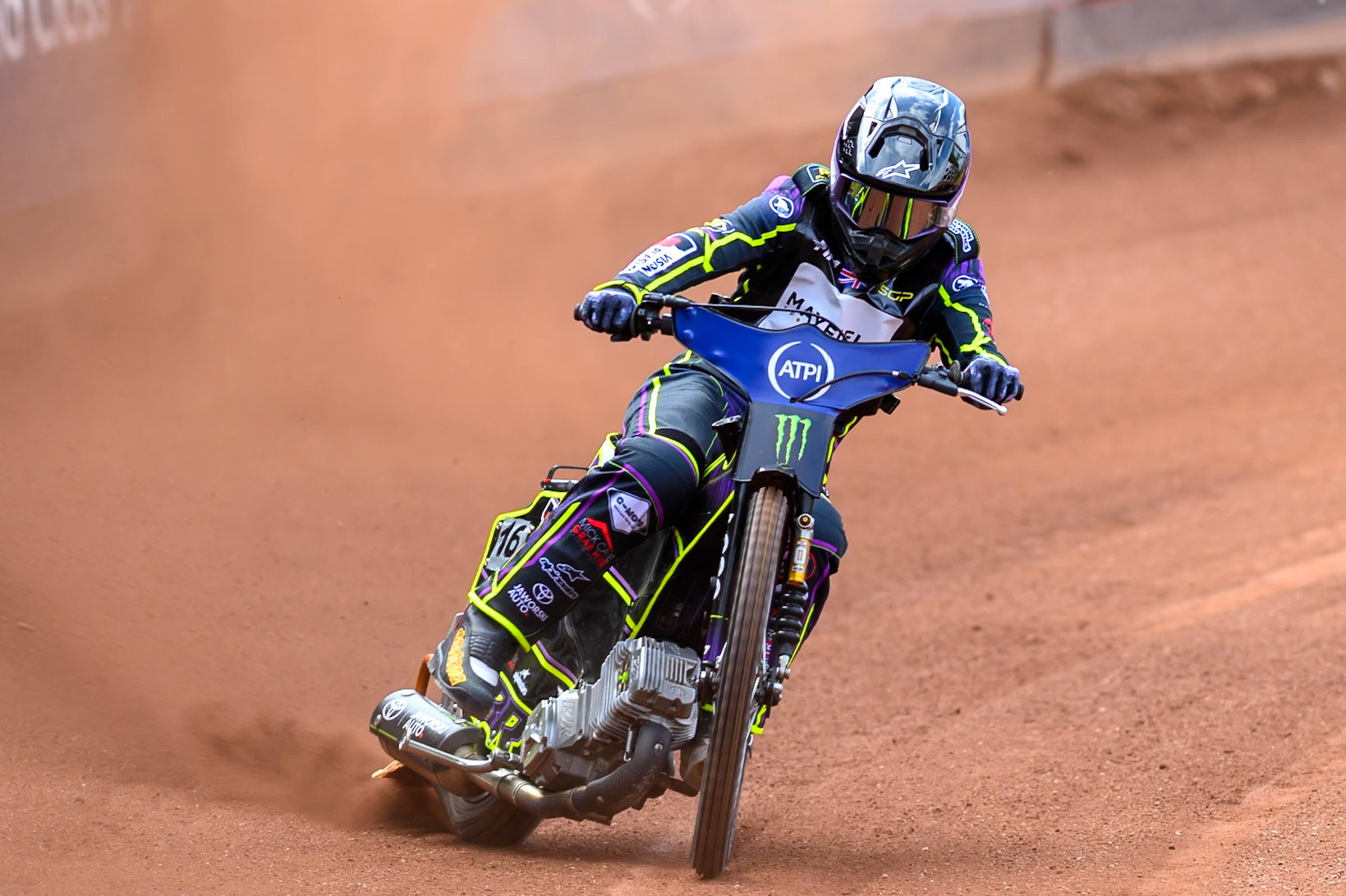 Wild Card Tom Brennan (16) of Great Britain during practice for the ATPI  FIM Speedway GP of Manchester at the National Speedway Stadium, Manchester on Friday 5th June 2026. (Photo: Ian Charles | MI News)