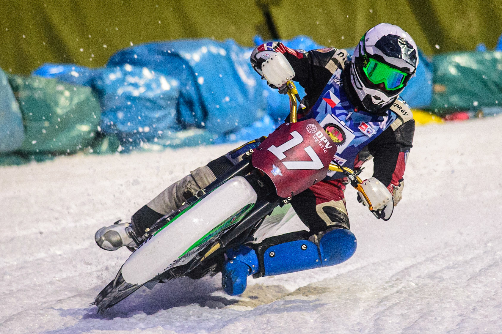 Andrej Divis in action during the German Individual Ice Speedway Championship at Horst-Dohm-Eisstadion, Berlin on Friday 3rd March 2023. (Photo: Ian Charles | MI News)