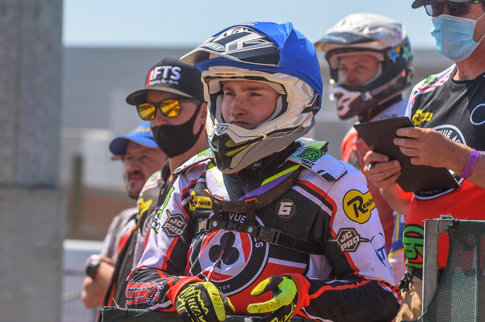 MANCHESTER, UK. MAY 31ST  Tom Brennan watches the racing  during the SGB Premiership match between Belle Vue Aces and Peterborough at the National Speedway Stadium, Manchester on Monday 31st May 2021. (Credit: Ian Charles | MI News)