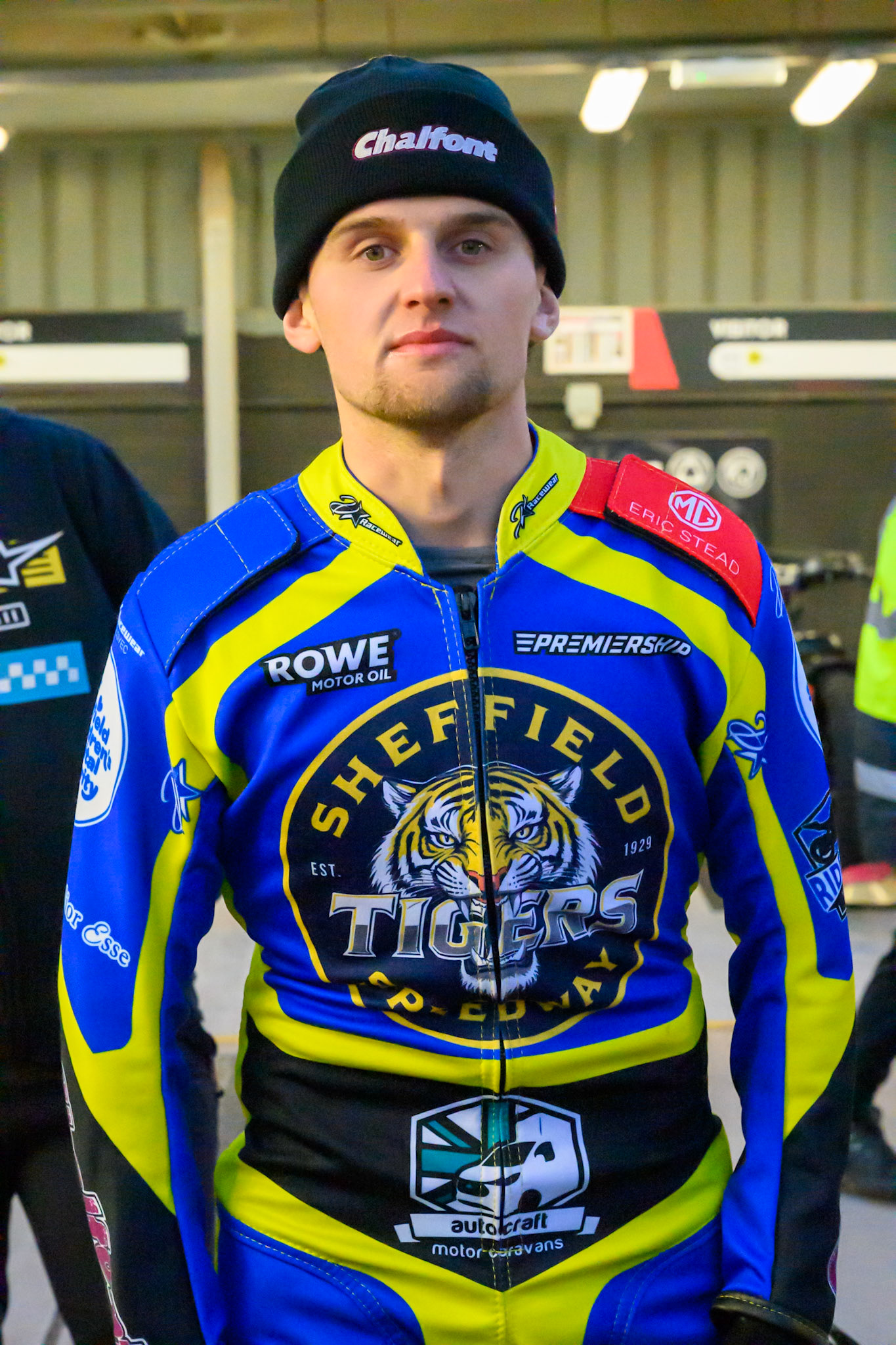 Leon Flint of Sheffield Tigers  during the Knockout Cup, Northern Section match between Belle Vue Aces and Sheffield Tigers at the National Speedway Stadium, Manchester on Monday 30th March 2026. (Photo: Ian Charles | MI News)