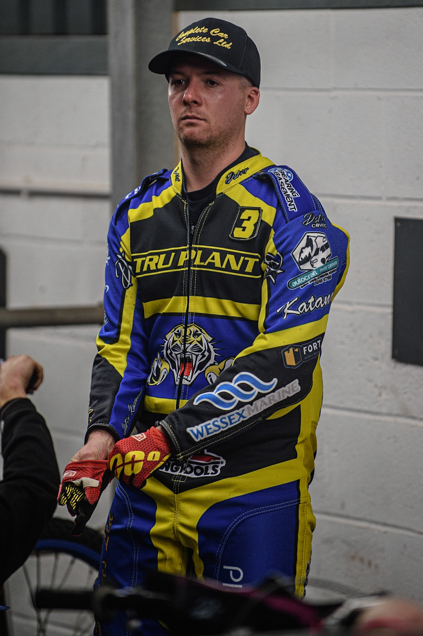MANCHESTER, UK. OCT 7TH  Kyle Howarth of Sheffield TruPlant Tigers prepares for the meeting during the SGB Premiership Play off Semi-Final Second Leg between Belle Vue Aces and Sheffield Tigers at the National Speedway Stadium, Manchester on Thursday 7th October 2021. (Credit: Ian Charles | MI News)