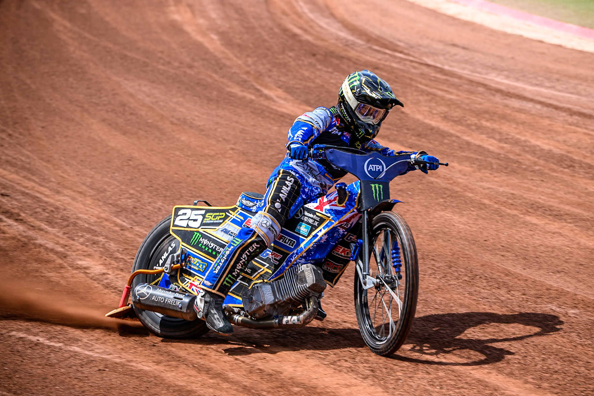 Jack Holder (25) of Australia in practice during the ATPI FIM Speedway Grand Prix Round 4 at the National Speedway Stadium, Manchester, on Friday 6th June 2025. (Photo: Ian Charles | MI News)
