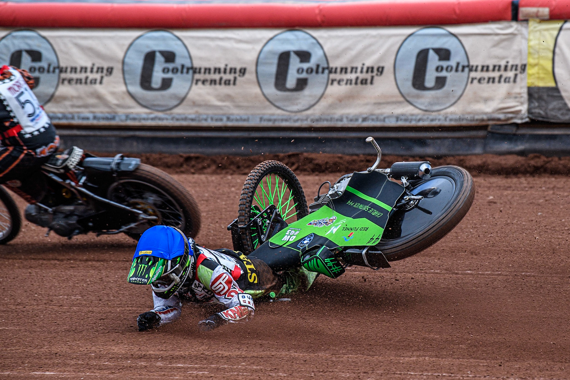 Charlie Southwick  falls during the British Youth Championships at the National Speedway Stadium, Manchester on Friday 12th May 2023. (Photo: Ian Charles | MI News)