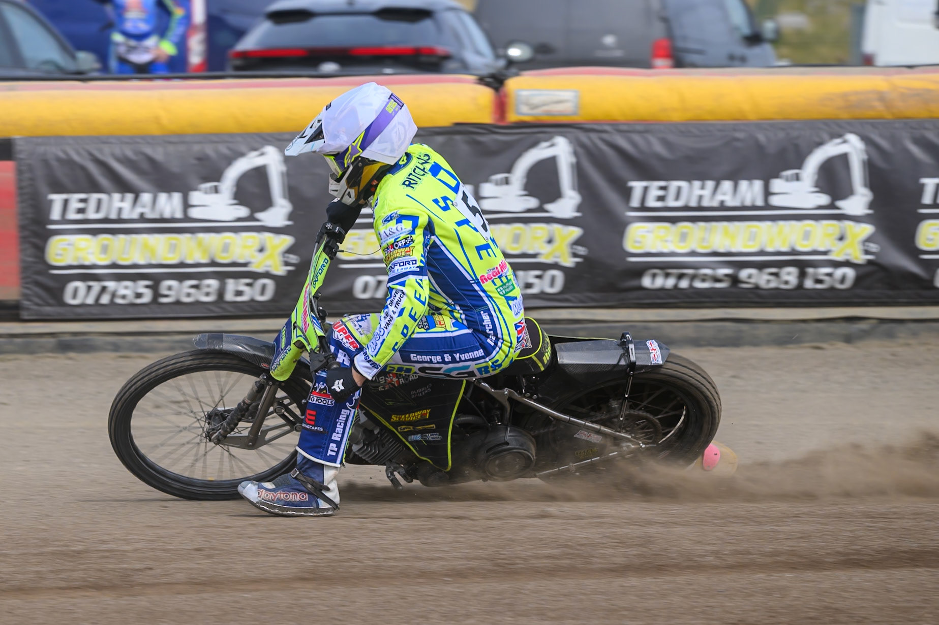 Darryl Ritchings of Oxford Chargers gets out of shape as he hits a rut during the WSRA National Development League match between Buxton Bulls and Oxford Chargers at Hi-Edge Speedway, Buxton on Sunday 2nd August 2026. (Photo: Ian Charles | MI News)