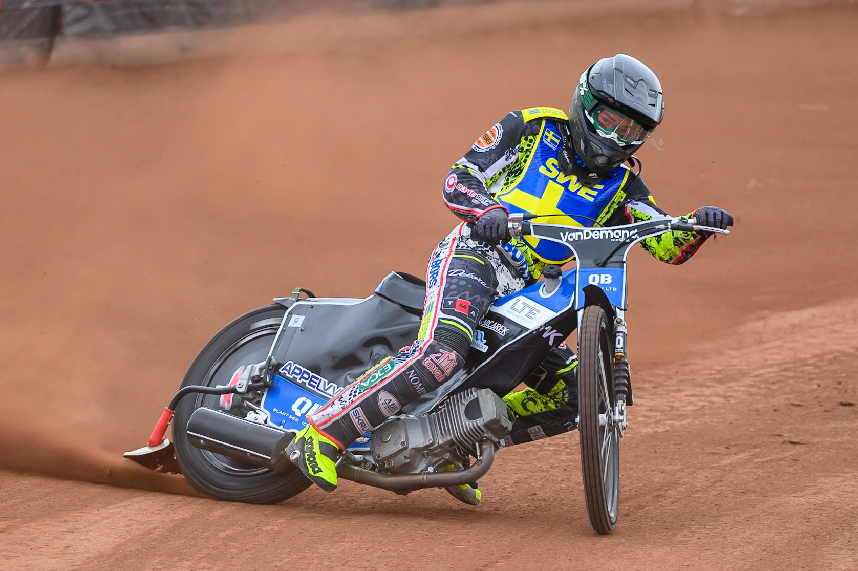 Casper Henriksson of Sweden during practice for the Speedway GP Qualifying Round 3 at Allied Ashfield Stadium, Glasgow on Saturday 30th May 2026. (Photo: Ian Charles | MI News)