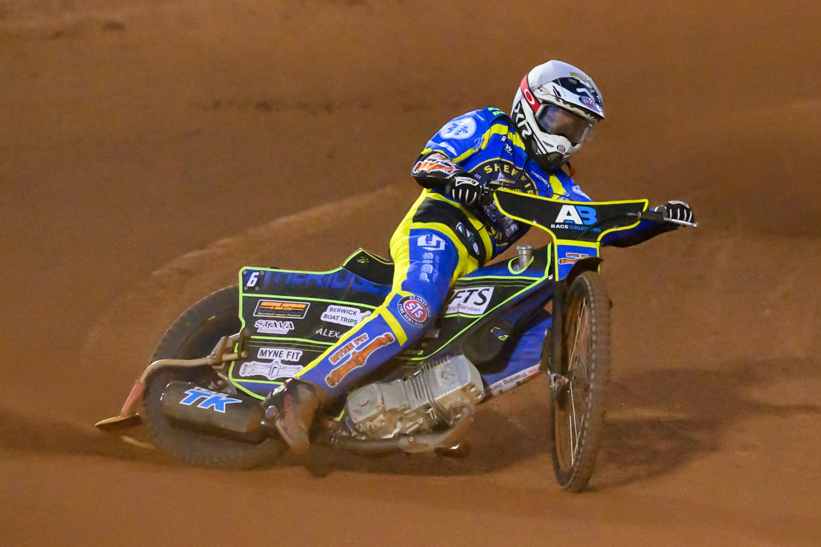 Jye Etheridge of Sheffield Tigers    in action during the Knockout Cup, Northern Section match between Belle Vue Aces and Sheffield Tigers at the National Speedway Stadium, Manchester on Monday 30th March 2026. (Photo: Ian Charles | MI News)