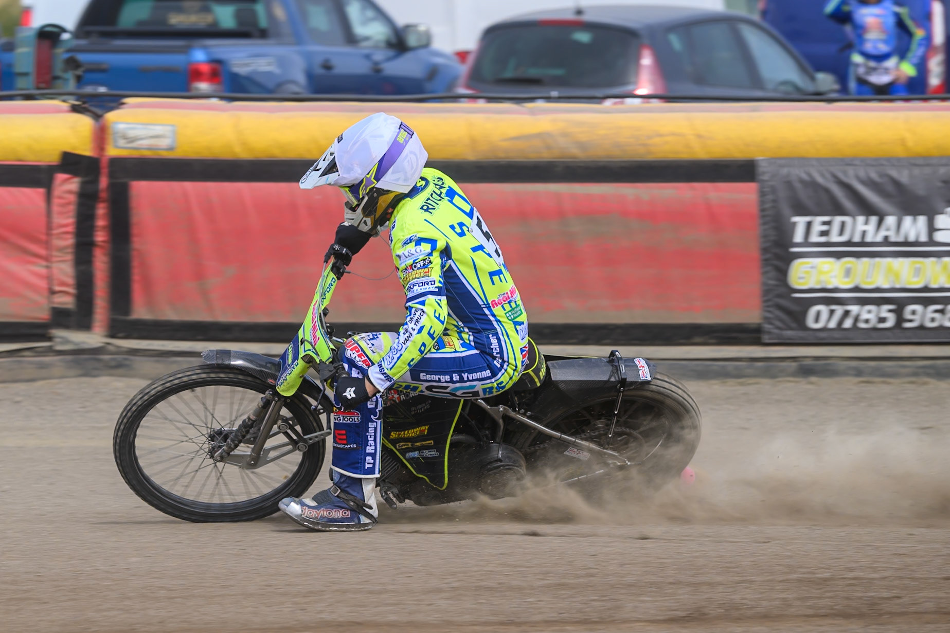 Darryl Ritchings of Oxford Chargers gets out of shape as he hits a rut during the WSRA National Development League match between Buxton Bulls and Oxford Chargers at Hi-Edge Speedway, Buxton on Sunday 2nd August 2026. (Photo: Ian Charles | MI News)