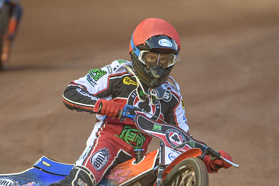 MANCHESTER, UK. AUGUST 23RD    Brady Kurtz  in action  during the SGB Premiership match between Belle Vue Aces and King's Lynn Stars at the National Speedway Stadium, Manchester on Monday 23rd August 2021. (Credit: Ian Charles | MI News)