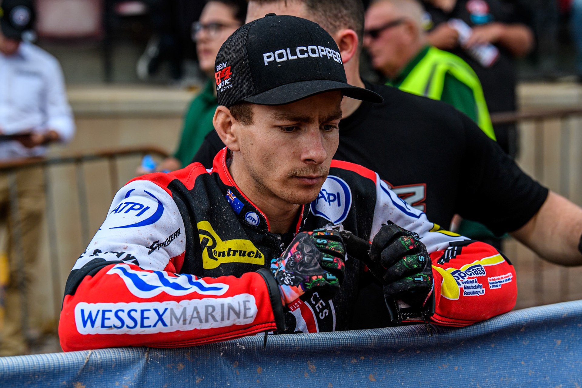 Belle Vue Aces' Ben Cook  during the Rowe Motor Oil Premiership match between Belle Vue Aces and Sheffield Tigers at the National Speedway Stadium, Manchester on Monday 26th August 2024. (Photo: Ian Charles | MI News)