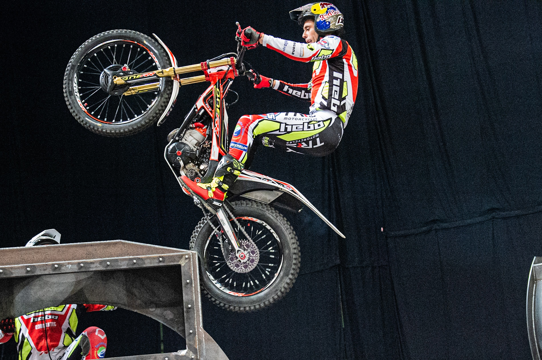 SHEFFIELD, ENGLAND  - DECEMBER 28TH  Adam Raga, Spain (TRRS) rides section 1  during the 25th Anniversary Sheffield Indoor Trial at the FlyDSA Arena, Sheffield on Saturday 28th December 2019. (Credit: Ian Charles | MI News)
