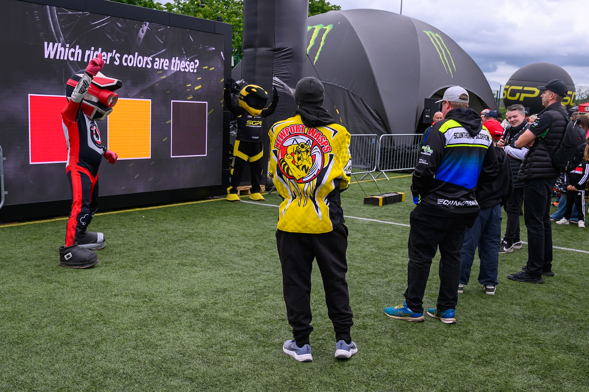 Fans with the quiz in the FanZone during the ATPI  FIM Speedway GP of Manchester at the National Speedway Stadium, Manchester on Saturday 6th June 2026. (Photo: Ian Charles | MI News)