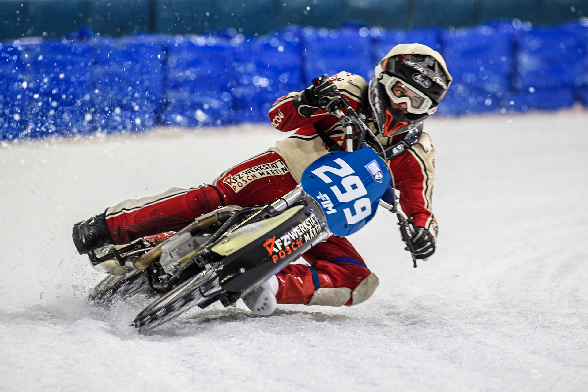 Martin Posch (299) of Austria in action during the FIM Ice Speedway Gladiators World Championship, Final 3 at the Ice Stadium, Thialf, Heerenveen on Saturday 5th April 2025. (Photo: Ian Charles | MI News)