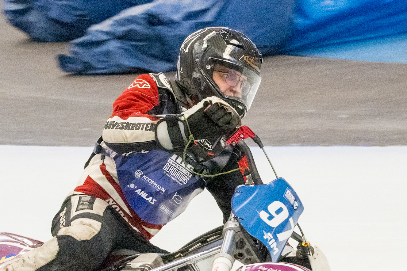 Ove Ledström (97) of Sweden during Practice for the Ice Speedway Gladiators World Championship Finals at Max-Aicher-Arena, Inzell on Friday 13th March 2026. (Photo: Ian Charles | MI News)