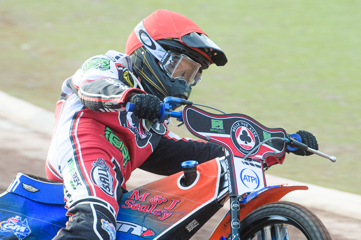 MANCHESTER, UK. JUNE 7TH   Brady Kurtz of Belle Vue Bikeright Aces in action during the SGB Premiership match between Belle Vue Aces and Ipswich Witches at the National Speedway Stadium, Manchester on Monday 7th June 2021. (Credit: Ian Charles | MI News)