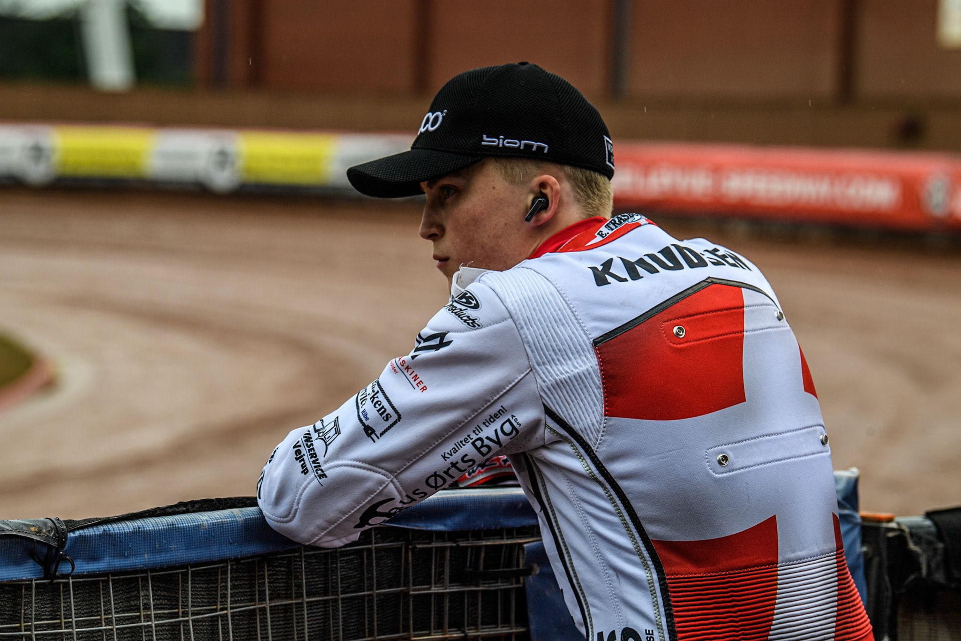 Jesper Knudsen of Denmark watches the track prep during the Monster Energy FIM Speedway of Nations 2 (Under 21) Final at the National Speedway Stadium, Manchester on Friday 12th July 2024. (Photo: Ian Charles | MI News)