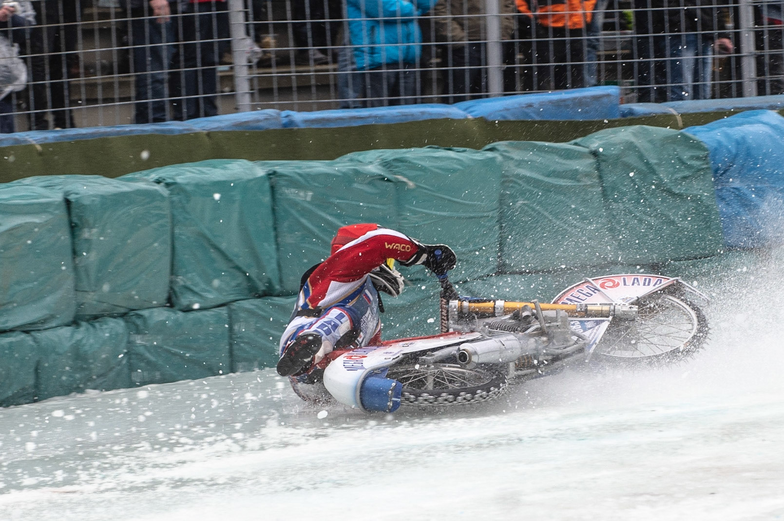 Photo: Ian Charles

Nikita Toloknov (383) spins out on the wet ice

FIM Ice Speedway Gladiators World Championship, Final 3.2, Horst-Dohm Eisstadion, Berlin, Germany Sunday  3  March  2019