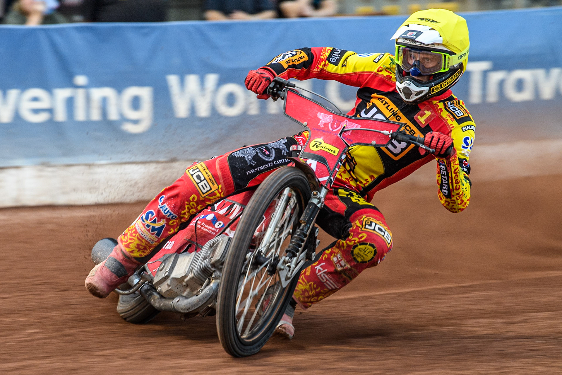 Leicester Lions' Max Fricke in action during the Rowe Motor Oil Premiership match between Belle Vue Aces and Leicester Lions at the National Speedway Stadium, Manchester on Monday 24th June 2024. (Photo: Ian Charles | MI News)