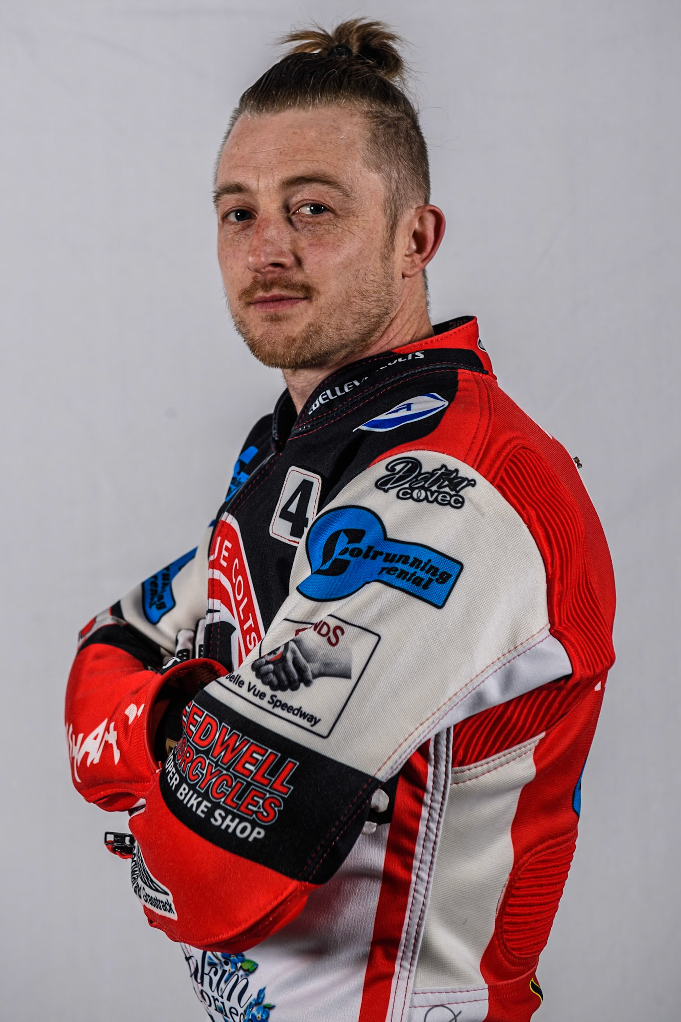 Belle Vue Colts' rider Luke Muff during the Belle Vue Aces Media Day at the National Speedway Stadium, Manchester on Monday 11th March 2024. (Photo: Ian Charles | MI News)
