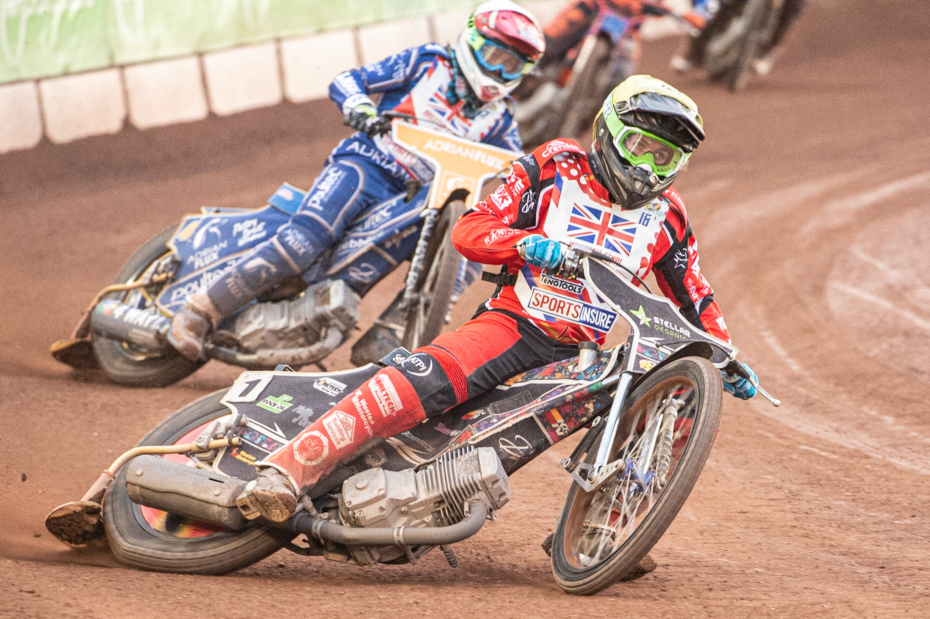Photo: Ian Charles

Scott Nicholls (Yellow) leads Lewis Kerr (White)

Sports Insure British Final,  Belle Vue National Speedway Stadium, Manchester Monday 29  July  2019