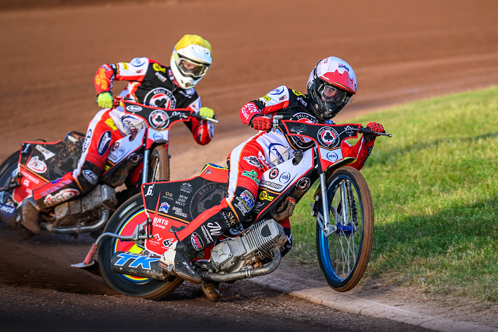 Belle Vue Aces' Tate Zischke picks up some drive exiting the turn during the Rowe Motor Oil Premiership match between Birmingham Brummies and Belle Vue Aces at Perry Bar Stadium, Birmingham on Monday 2nd June 2025. (Photo: Ian Charles | MI News)