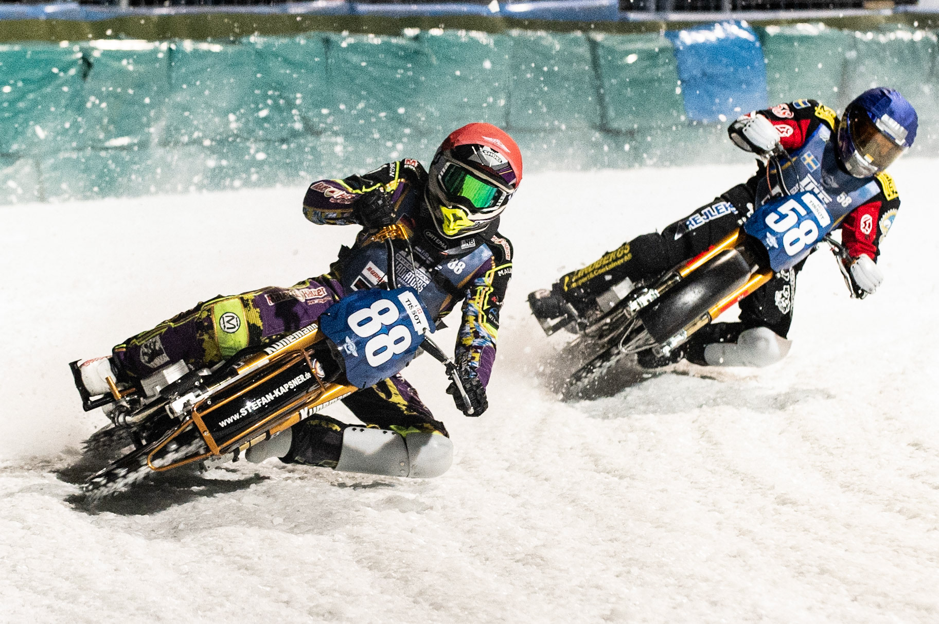 Photo: Ian Charles

Max Niedermaier (88) leads Stefan Svensson (58) 

FIM Ice Speedway Gladiators World Championship, Final 3.1, Horst-Dohm Eisstadion, Berlin, Germany Saturday  2  March  2019