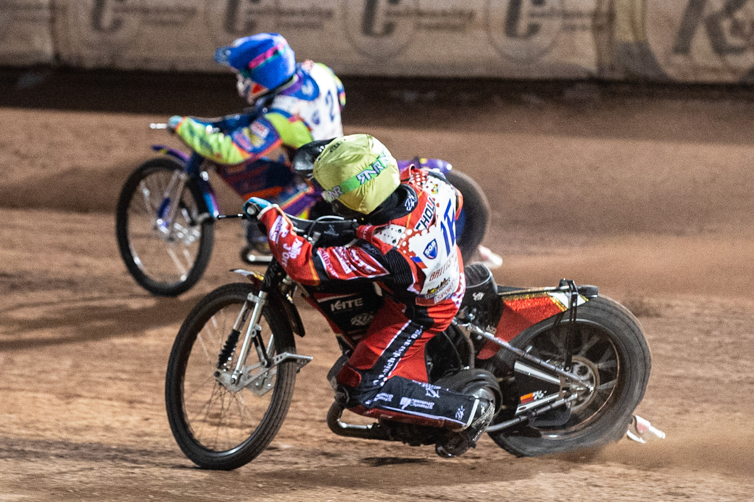 Photo: Ian Charles

Scott Nicholls (Yellow) inside Rory Schlein (Blue)

Sports Insure British Final,  Belle Vue National Speedway Stadium, Manchester Monday 29  July  2019