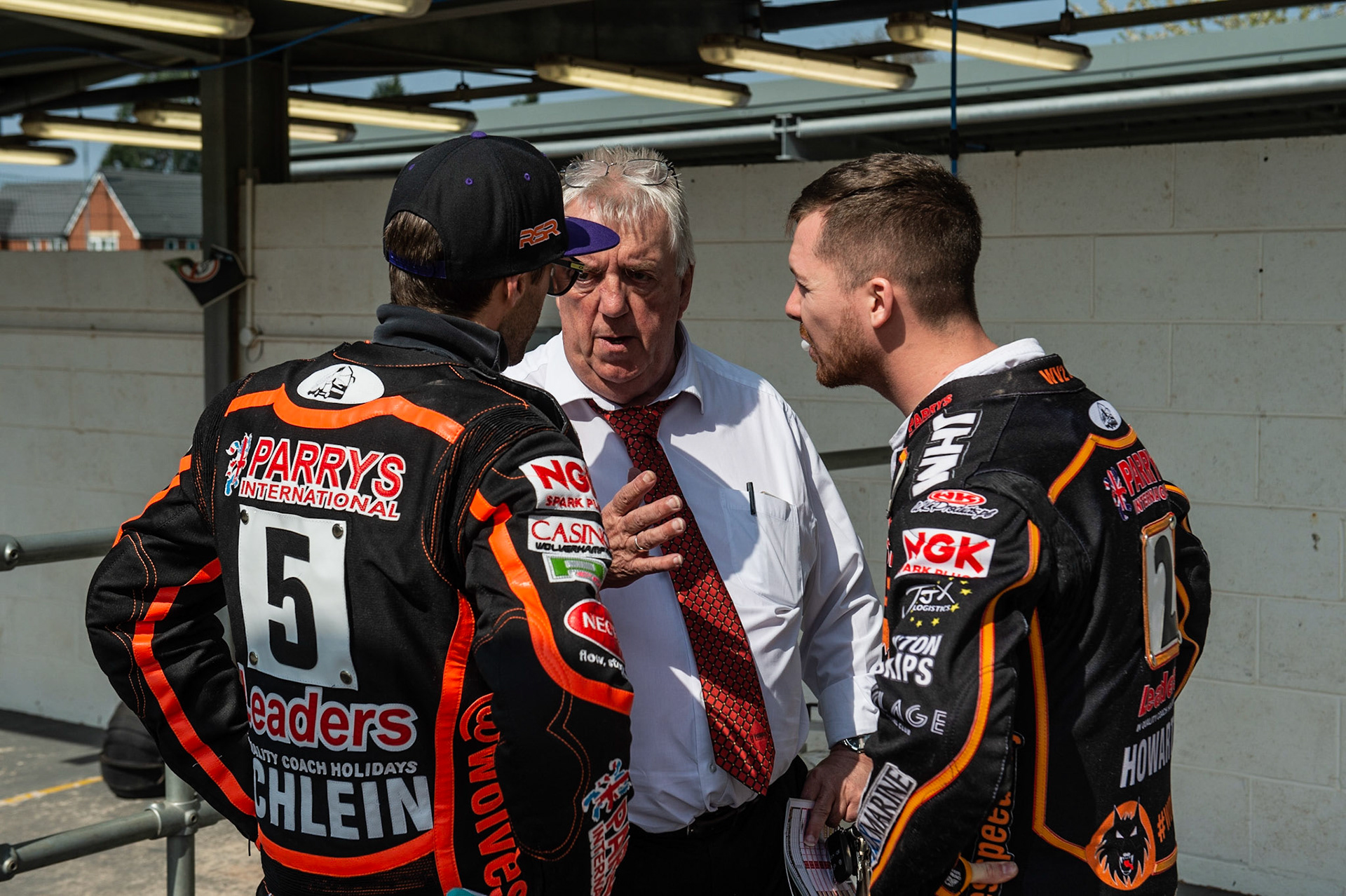 Photo by Ian Charles:

Peter Adams (centre) discusses tactics with Rory Schlein  (left) and Kyle Howarth 

Belle Vue Aces v Wolverhampton Wolves, National Speedway Stadium, Manchester, Monday, 22, April, 2019