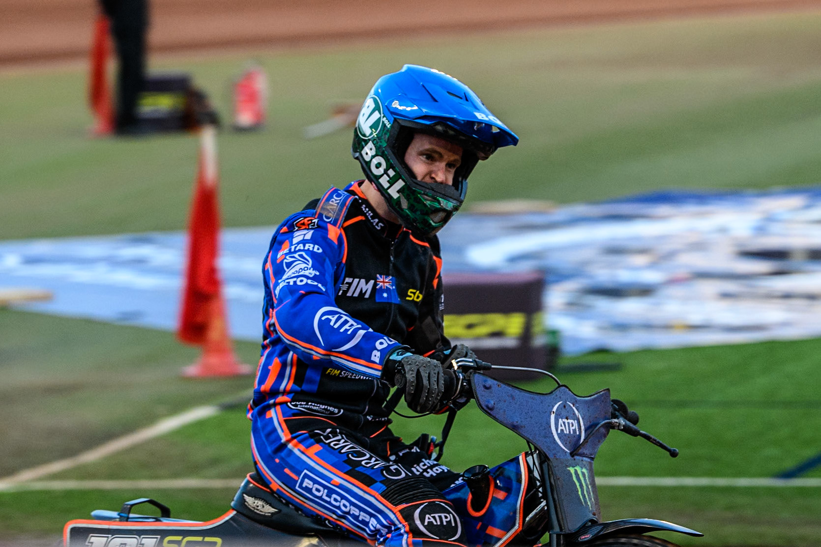 Bartosz Zmarzlik (95) of Poland after finishing second in the Grand Final during the ATPI FIM Speedway Grand Prix Round 5 at the National Speedway Stadium, Manchester, on Saturday 14th June 2025. (Photo: Ian Charles | MI News)