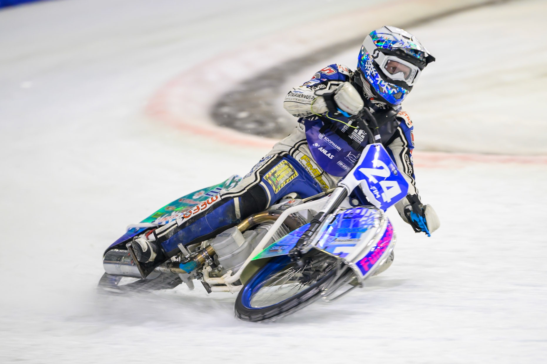 Max Koivula (24) of Finland practices during practice for the FIM Ice Speedway Gladiators World Championship Final 3 at Ice Rink Thialf, Heerenveen on Saturday 11th April 2026. (Photo: Ian Charles | MI News)