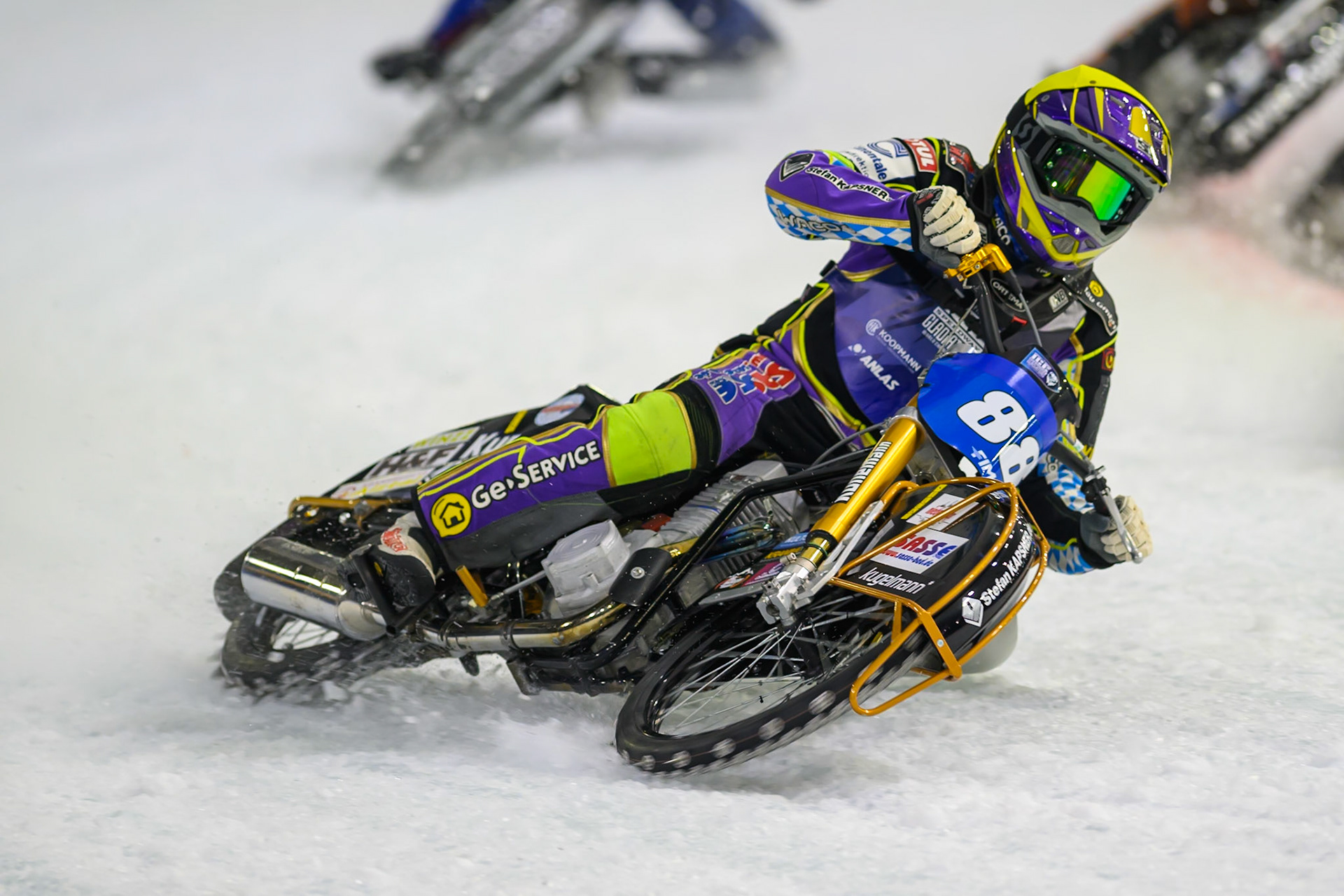 Max Niedermaier (88) of Germany  in action during the FIM Ice Speedway Gladiators World Championship Final 3 at Ice Rink Thialf, Heerenveen on Saturday 11th April 2026. (Photo: Ian Charles | MI News)