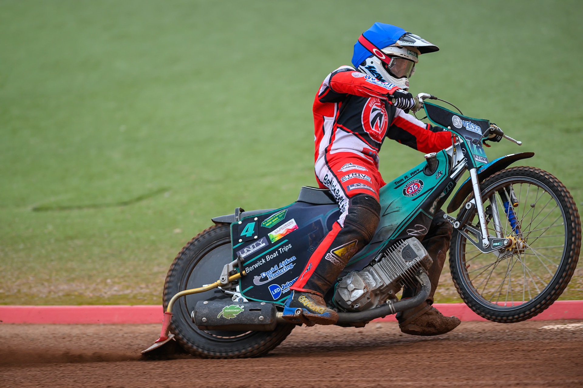 Belle Vue Colts' Mason Watson picks up some drive during the WSRA National Development League match between Belle Vue Colts and Sheffield/Scunthorpe Steelers at the National Speedway Stadium, Manchester on Sunday 12th October 2025. (Photo: Ian Charles | MI News)
