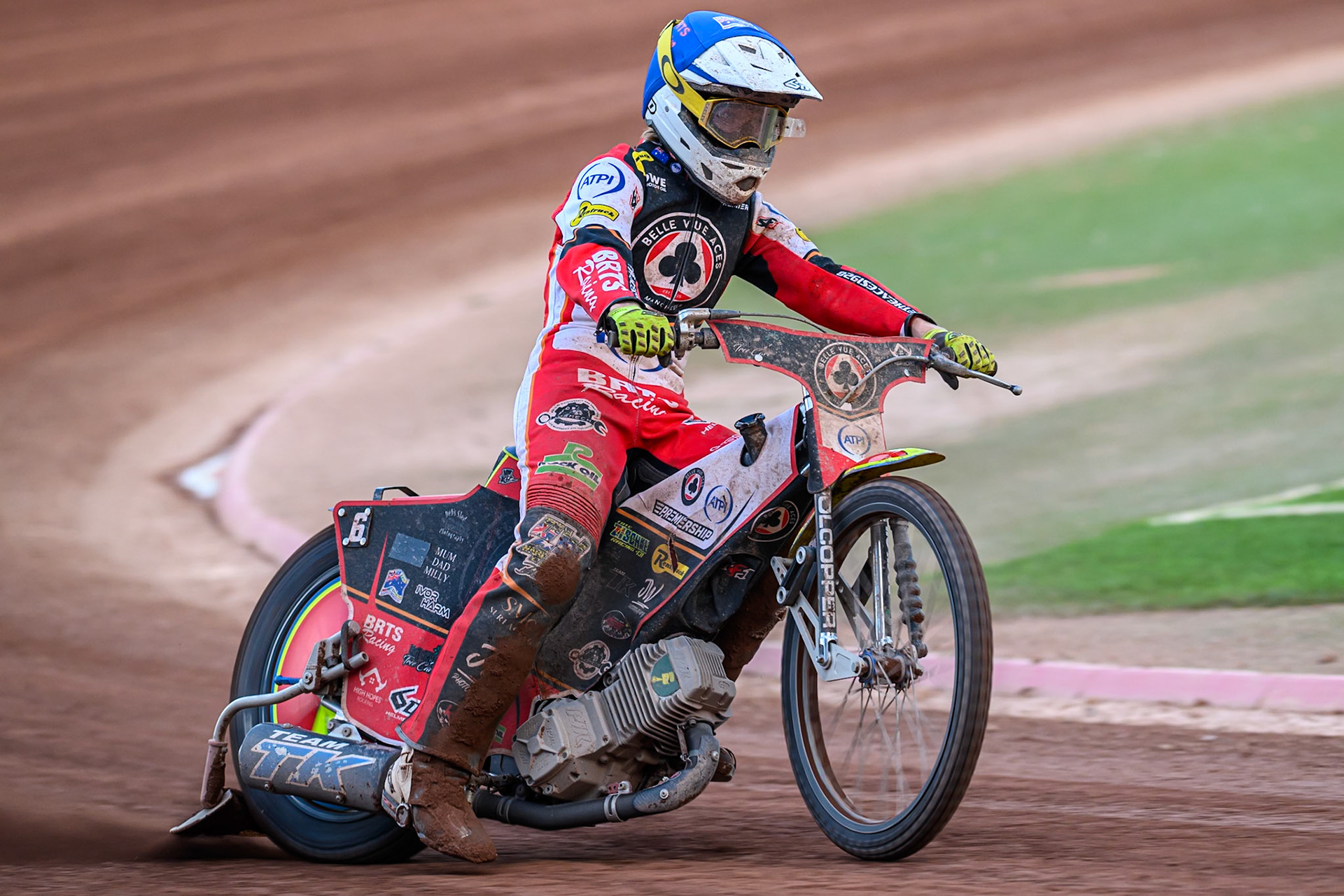 Belle Vue Aces' Tate Zischke  in action during the Rowe Motor Oil Premiership match between Belle Vue Aces and Ipswich Witches at the National Speedway Stadium, Manchester on Monday 30th June 2025. (Photo: Ian Charles | MI News)