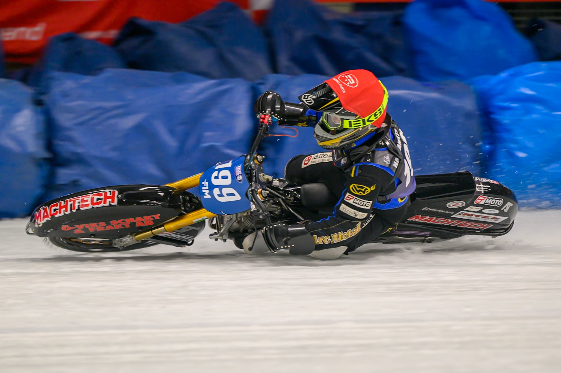 Martin Haarahiltunen (199) of Sweden in action during the Ice Speedway Gladiators World Championship Final 1 at Max-Aicher-Arena, Inzell on Saturday 14th March 2026. (Photo: Ian Charles | MI News)