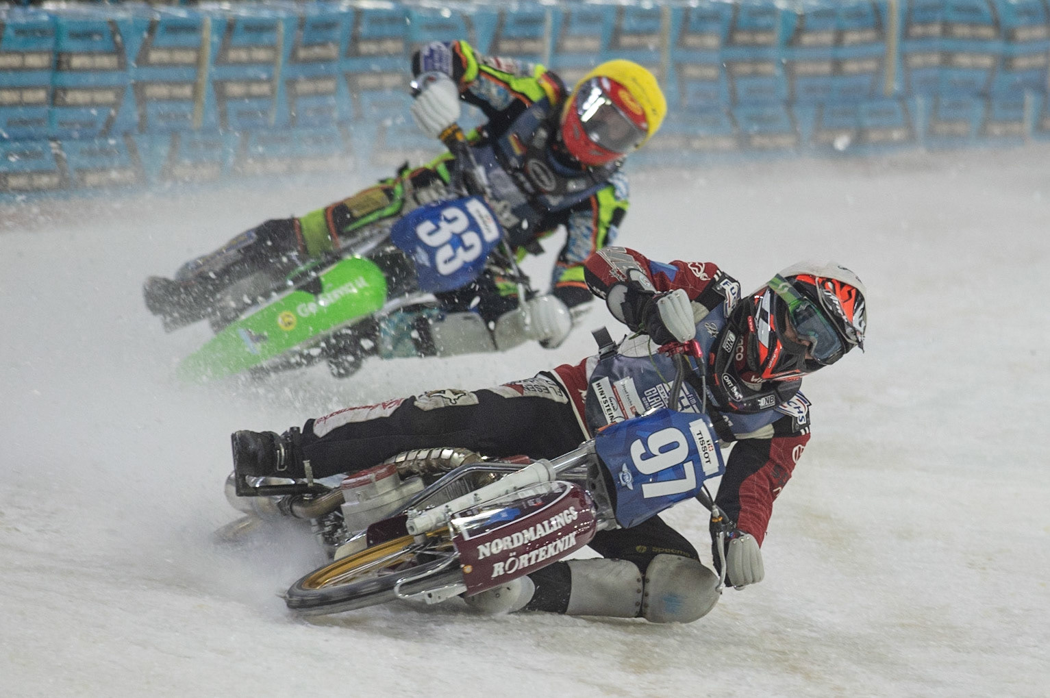 Photo: Ian Charles

Ove Ledström (97) leads Johann Weber (33)

FIM Ice Speedway Gladiators World Championship, Event 5.1, Ice Rink Thialf, Heerenveen, Netherlands Saturday  30  March  2019