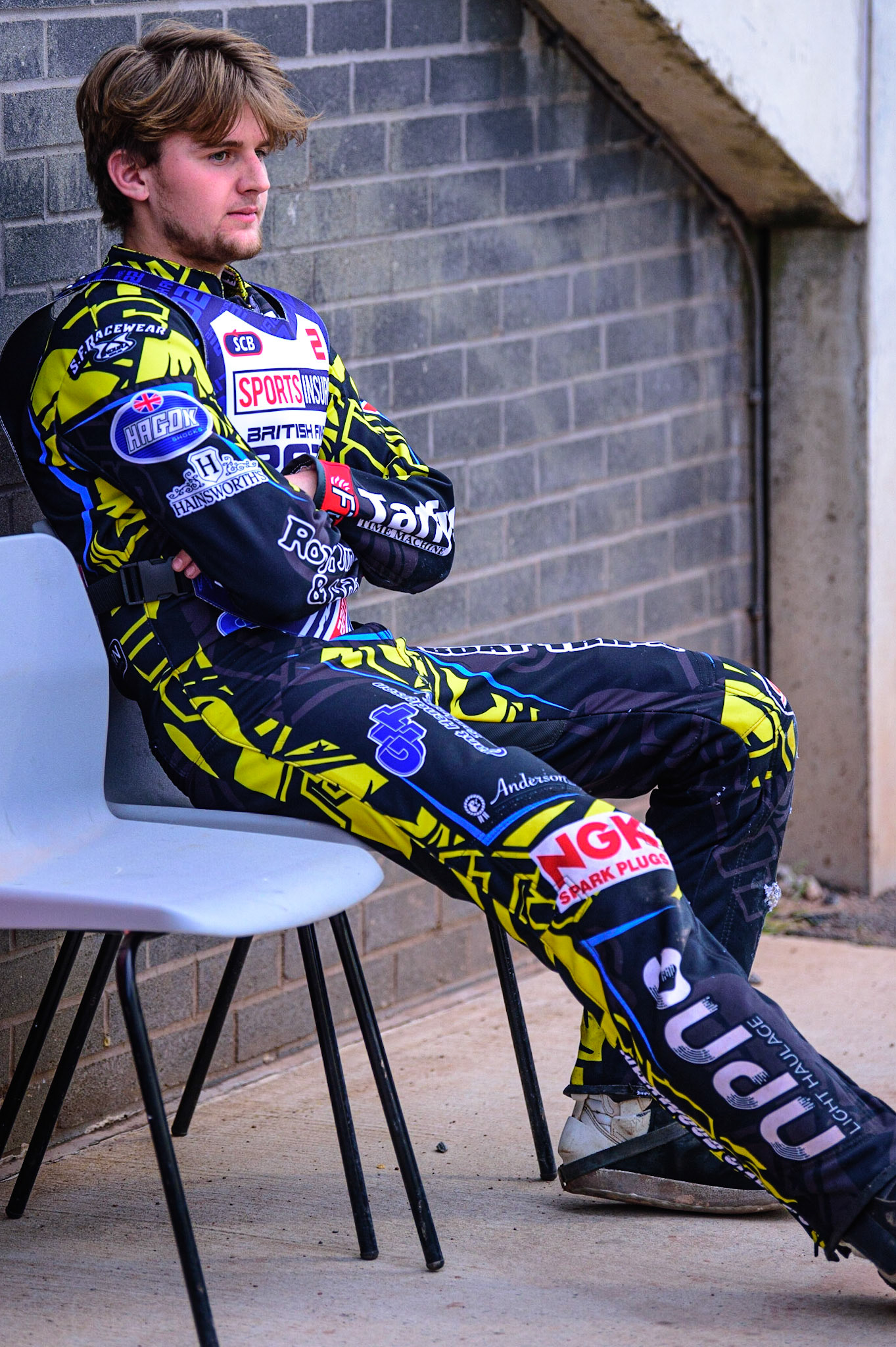 Leon Flint  relaxes prior to the meeting during the Sports Insure British Speedway Championship Final at the National Speedway Stadium, Bellevue, Manchester, England on Monday 1st August 2022. (Photo by: Ian Charles | MI News)
