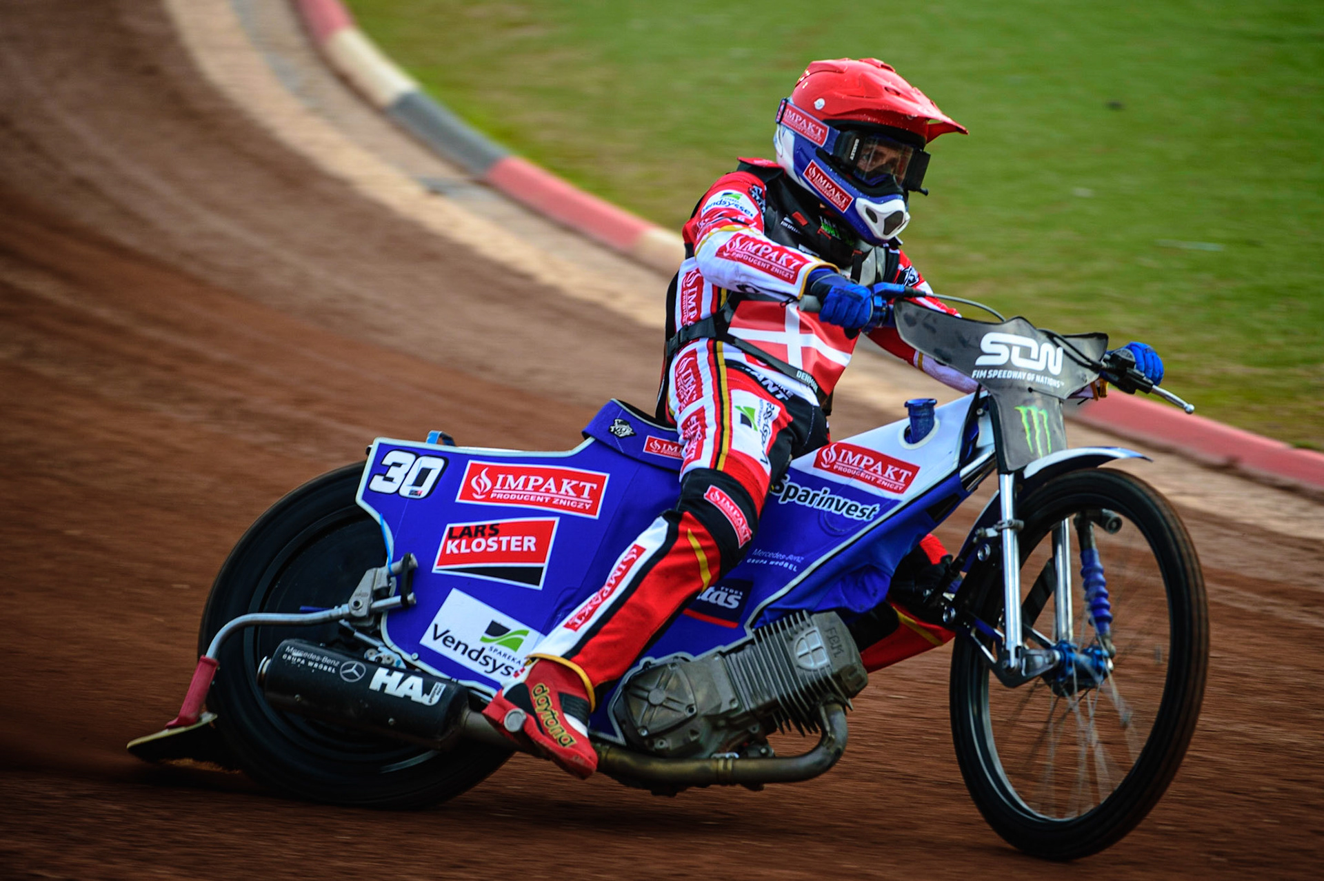 MANCHESTER, UK. OCT 16TH Leon Madsen of Denmark Practices during the Monster Energy FIM Speedway of Nations at the National Speedway Stadium, Manchester on Saturday  16th October 2021. (Credit: Ian Charles | MI News)