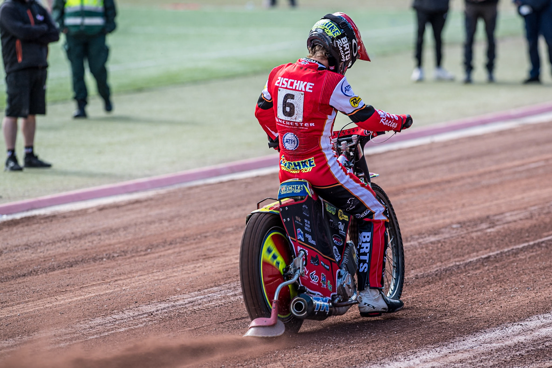 Tate Zischke does a practice start during the Belle Vue Aces Media Day at the National Speedway Stadium, Manchester on Wednesday 12th March 2025. (Photo: Ian Charles | MI News)