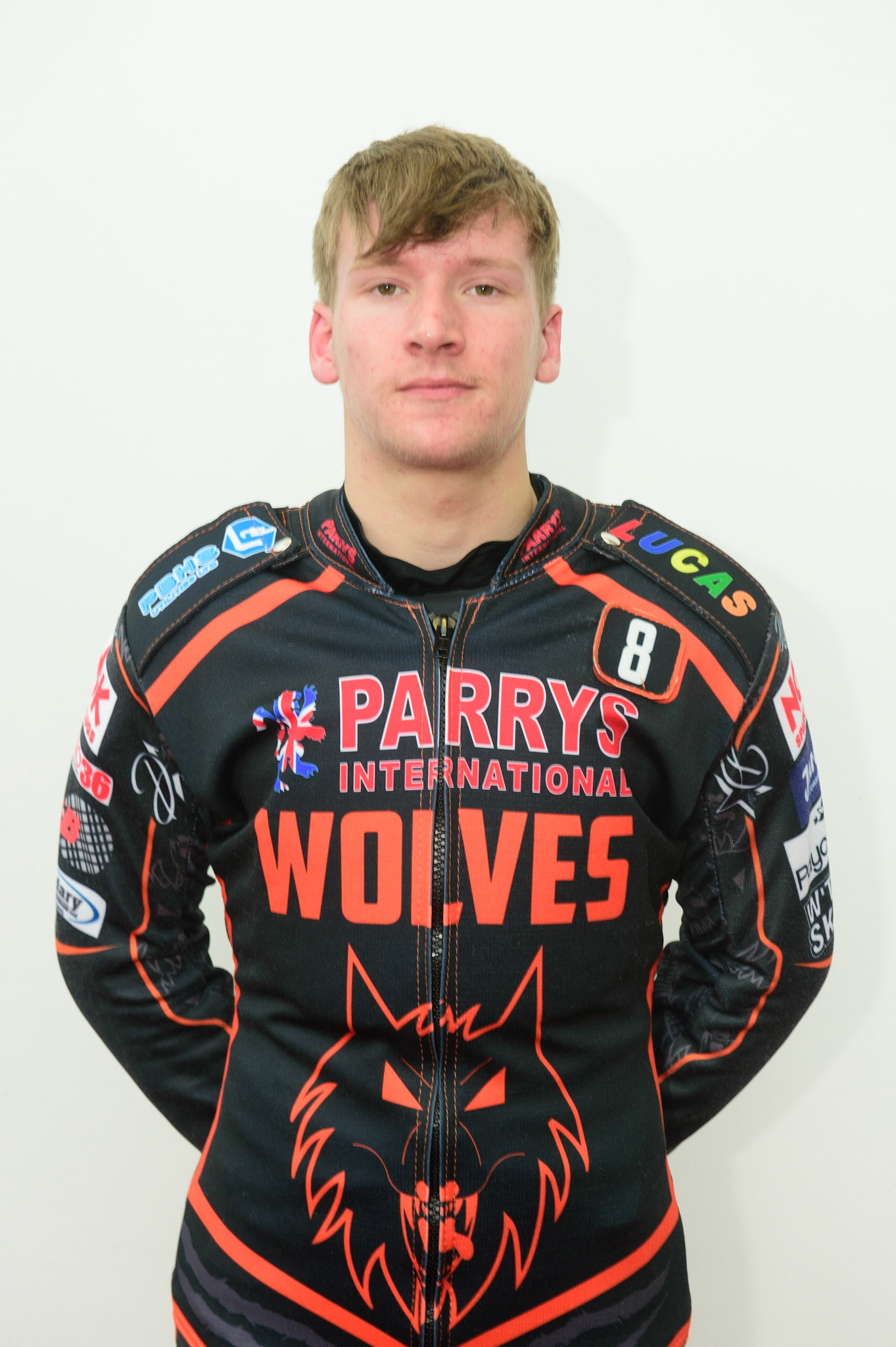 MANCHESTER, UK. APRIL 12TH: Joe Thompson, Wolverhampton Wolves Number 8 at the Discovery Networks Eurosport Speedway Season Launch at the National Speedway Stadium, Manchester on Tuesday 12th April 2022 (Credit: Ian Charles | MI News)