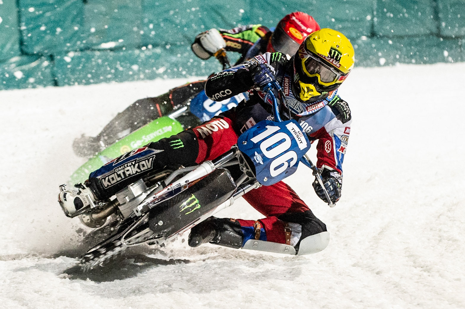 Photo: Ian Charles

Dmitri Koltakov (106) leads Johann Weber (33) (Red)

FIM Ice Speedway Gladiators World Championship, Final 3.1, Horst-Dohm Eisstadion, Berlin, Germany Saturday  2  March  2019