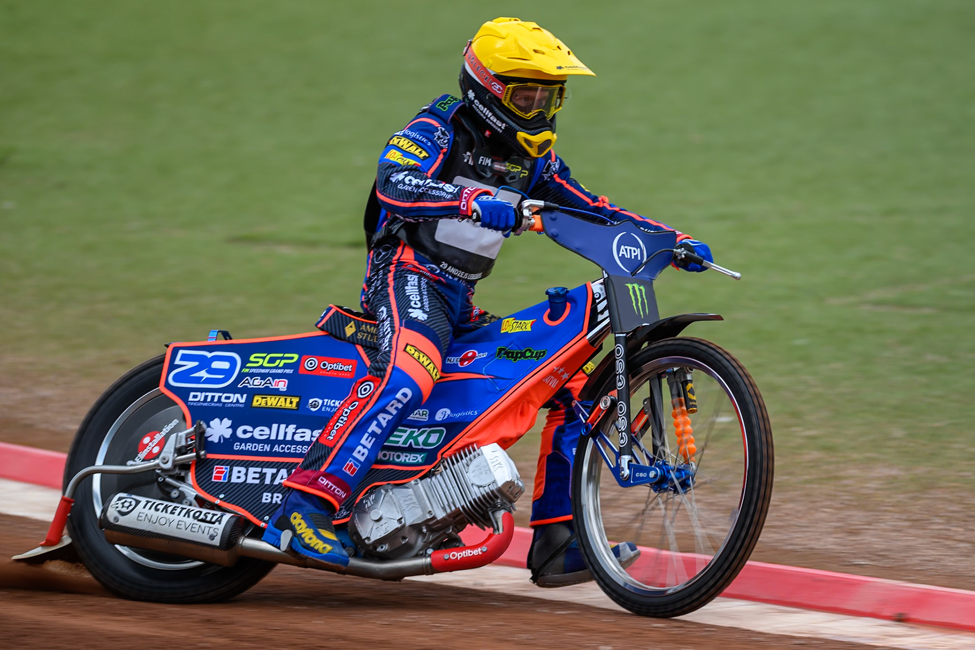 Andzejs Lebedevs (29) of Latvia during practice for   the ATPI  FIM Speedway GP of Manchester at the National Speedway Stadium, Manchester on Friday 5th June 2026. (Photo: Ian Charles | MI News)