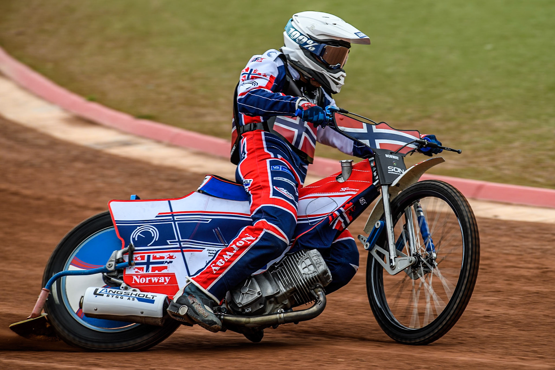 Truls Kamhaug of Norway practices during the Monster Energy FIM Speedway of Nation Semi Final 2 at the National Speedway Stadium, Manchester on Wednesday 10th July 2024. (Photo: Ian Charles | MI News)