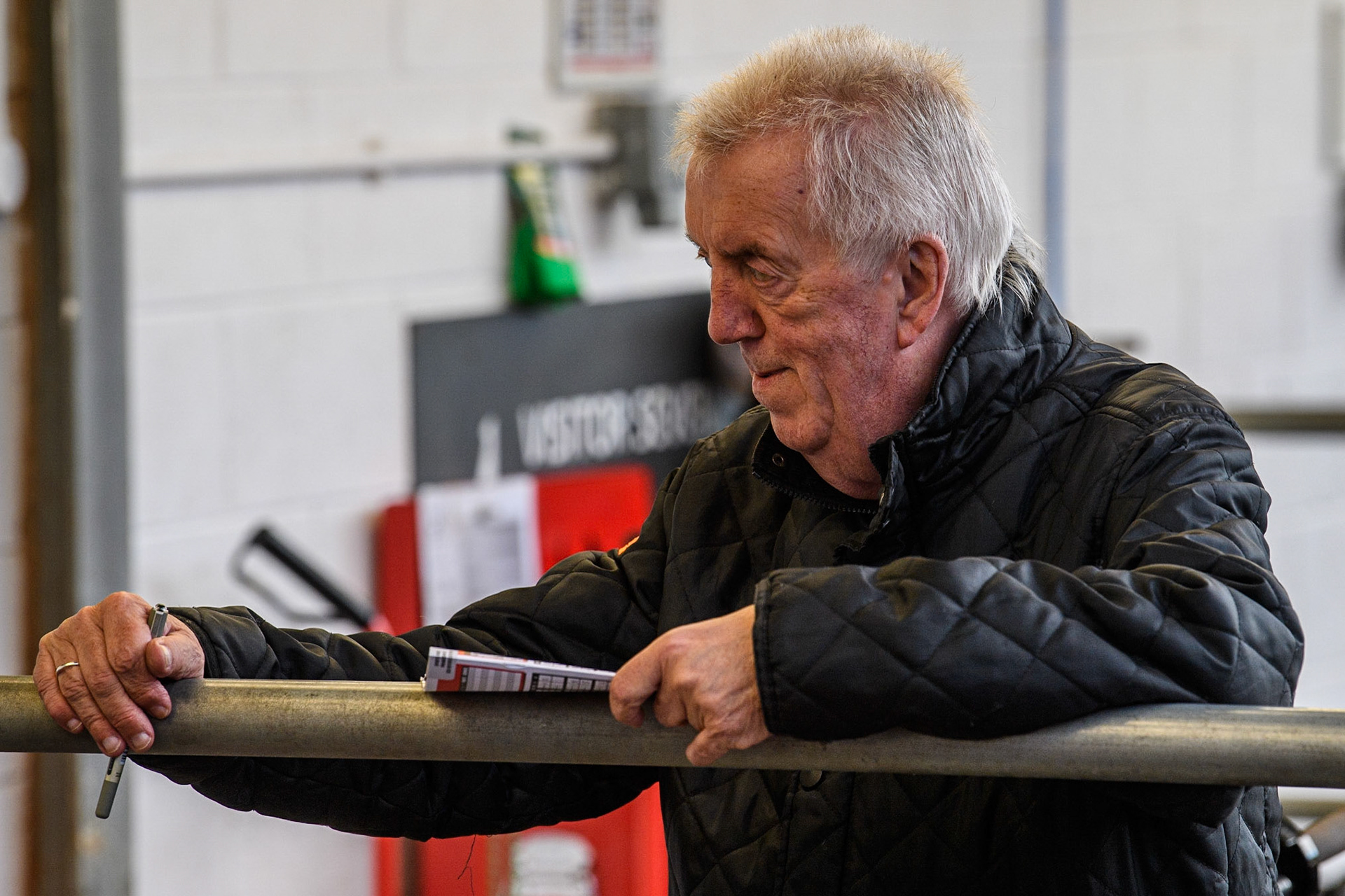 Wolverhampton Parrys international Wolves Team manager Peter Adams  plans his strategy during the Sports Insure Premiership match between Belle Vue Aces and Wolverhampton Wolves at the National Speedway Stadium, Manchester on Monday 3rd July 2023. (Photo: Ian Charles | MI News)