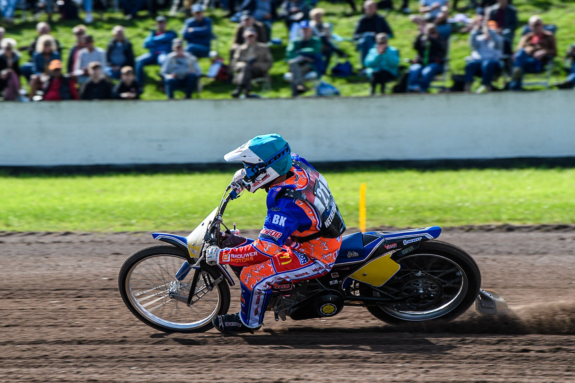 Jannick de Jong practices during the FIM Long Track Of Nations event at the Speed Centre Roden on Sunday 24th September 2023. (Photo: Ian Charles | MI News)