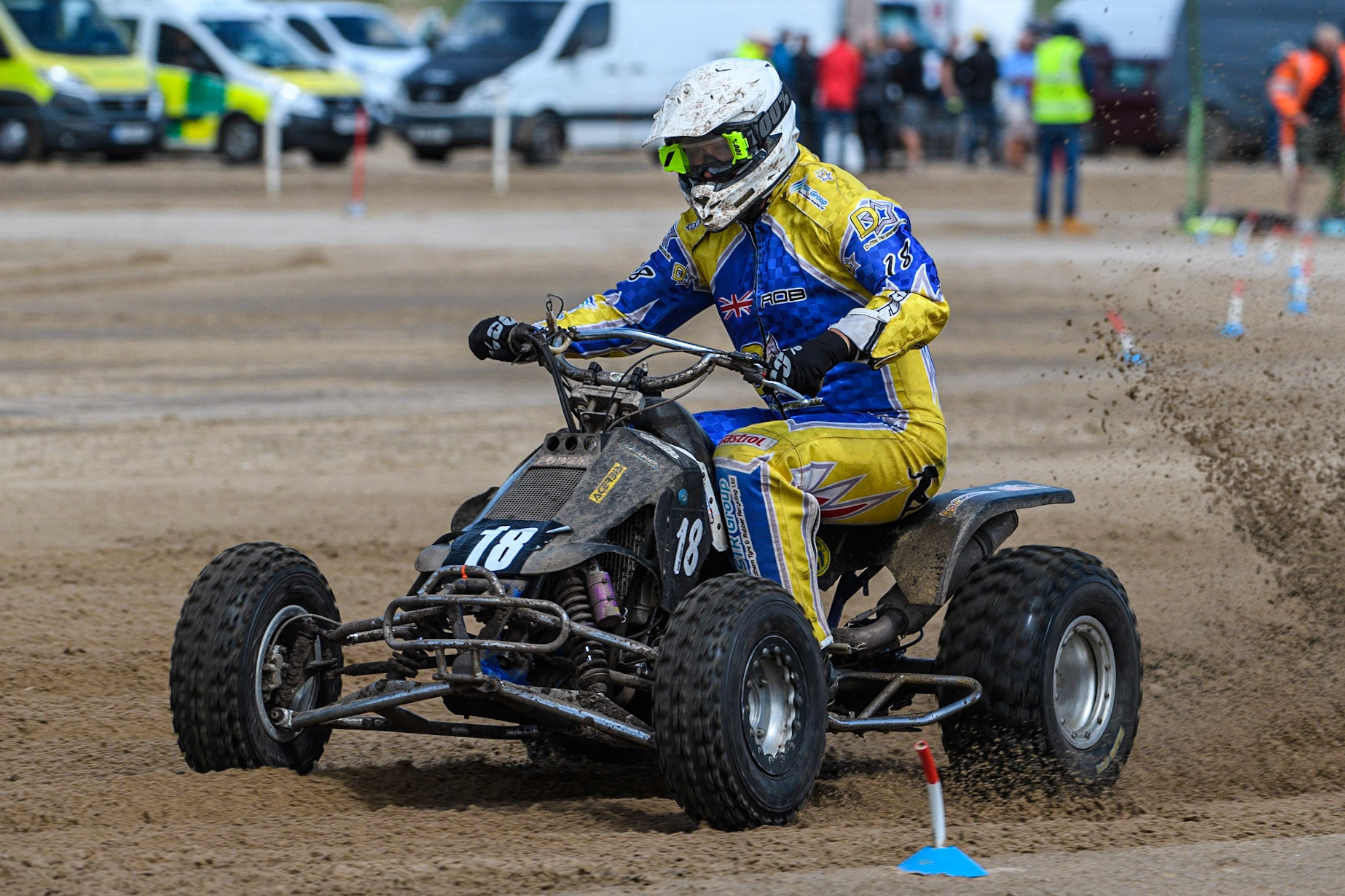 Rob Heath (18) in action  during the Fylde ACU British Sand Racing Masters Championship at  St Annes on Sea, Lancashire on Sunday 30th July 2023. (Photo: Ian Charles | MI News)
