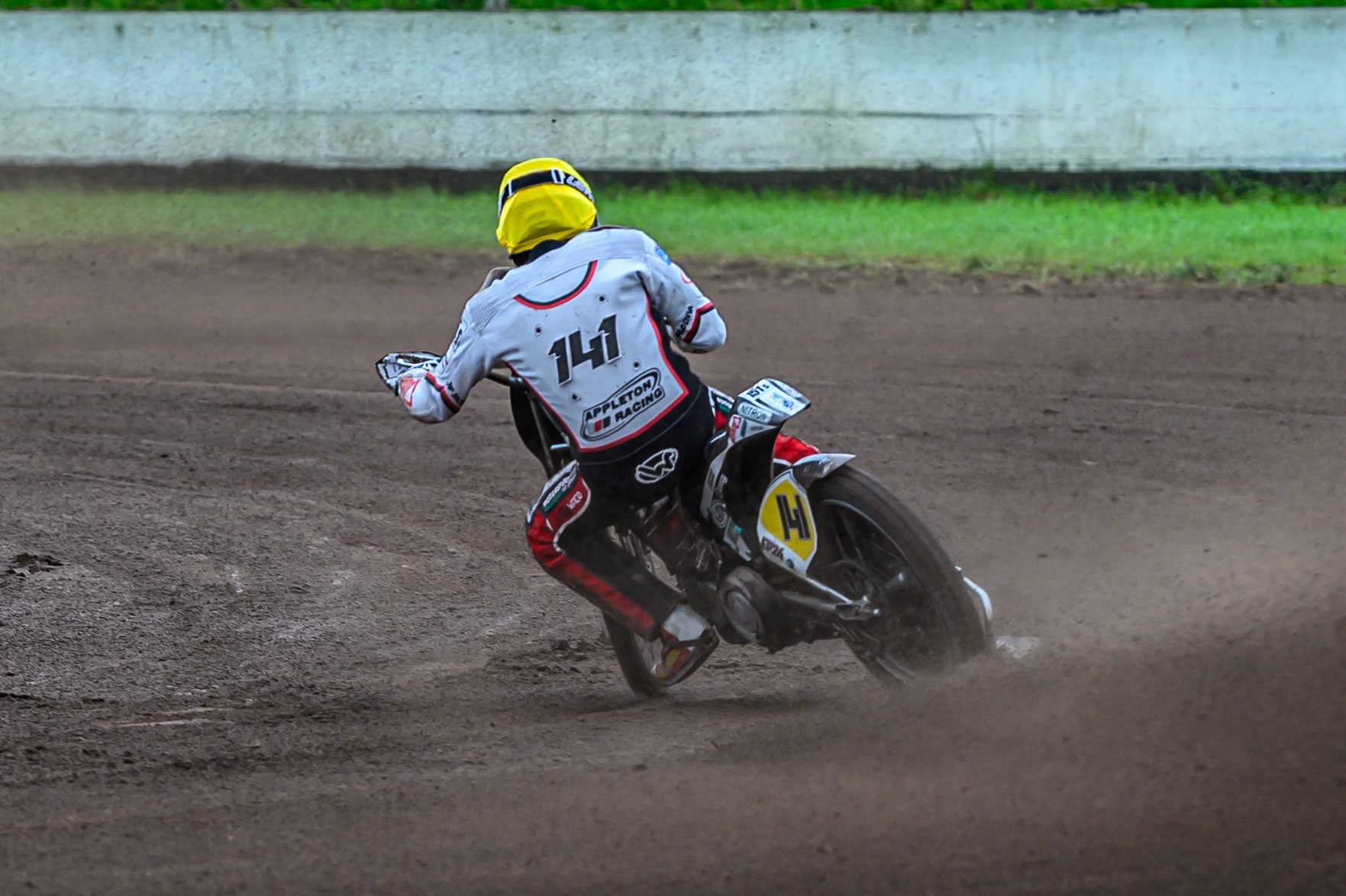 Andrew Appleton (141) of Great Britain in action during the FIM Long Track World Championship Final 4, at the Speed Centre Roden, Netherlands on Sunday 21st September 2025. (Photo: Ian Charles | MI News)during the FIM Long Track World Championship Final 4, at the Speed Centre, Roden on Sunday 21st September 2025. (Photo: Ian Charles | MI News)