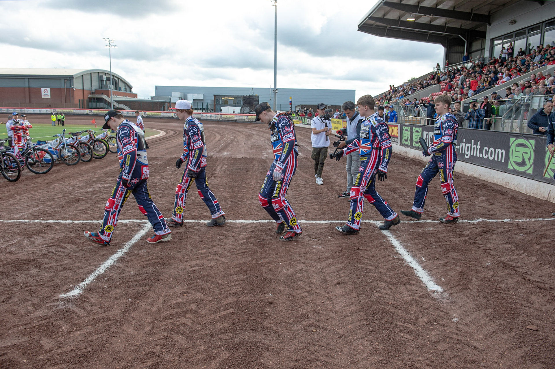 Photo: Ian Charles

Team GB walk onto the track

FIM Team Speedway U-21 World Championship, National Speedway Stadium, Manchester Friday 12 July  2019